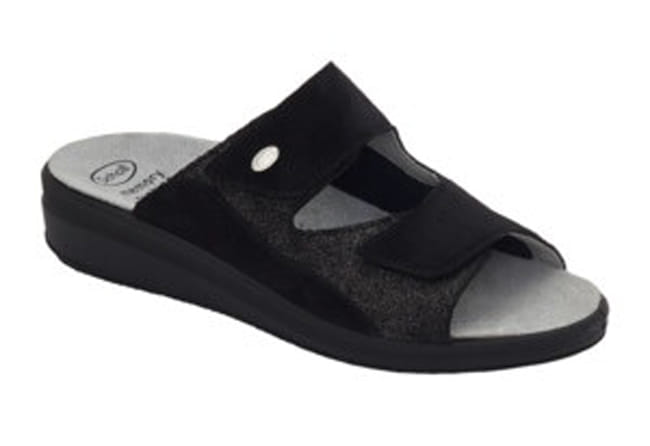 CALZATURA ANTONIA ELASTIC SUEDE+PRINTED SUEDE+ELASTICATED WOMAN BLACK TECNOLOGIA MEMORY CUSHION MATERIALE PELLE SCAMOSCIATA GLITTERATA + PELLE SCAMOSCIATA + ELASTICIZZATO FODERA TO