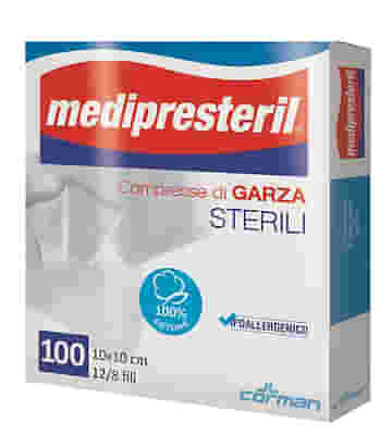 GARZA COMPRESSA MEDIPRESTERIL 12/8 FU 10X10CM 100 PEZZI