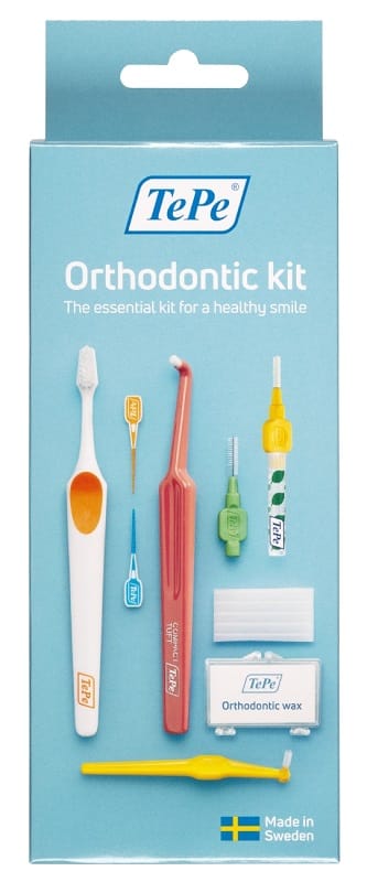 TEPE ORTHODONTIC KIT 1 SPAZZOLINO SUPREME COMPACT + 1 SPAZZOLINO COMPACT TUFT + 2 SCOVOLINI + 1 TEPE ANGLE + 2 TEPE EASYPICK XS/S + 2 TEPE EASYPICK M/L + 1 ORTHODONTIC WAX