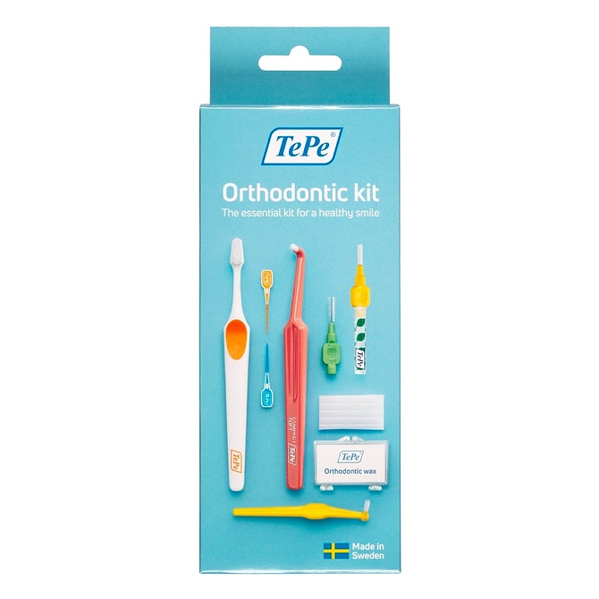 Tepe Orthodontic Kit 1 Spazzolino Supreme Compact + 1 Spazzolino Compact Tuft + 2 Scovolini + 1 Tepe Angle + 2 Tepe Easypick Xs/S + 2 Tepe Easypick M/L + 1 Orthodontic Wax
