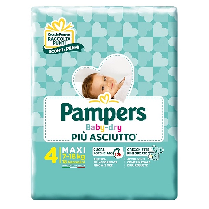 Pampers Baby Dry Pannolini Downcount Maxi 18 Pezzi