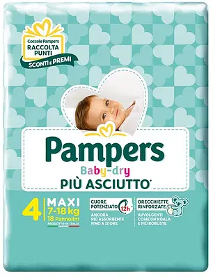 PAMPERS BABY DRY PANNOLINI DOWNCOUNT MAXI 18 PEZZI PAMPERS BABY DRY PANNOLINI DOWNCOUNT MAXI 18 PEZZI