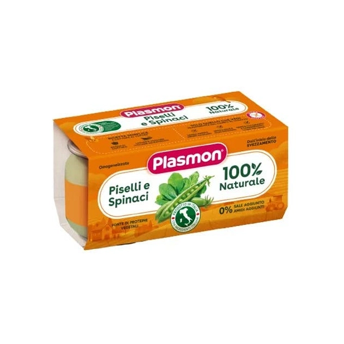 Plasmon Omogeneizzato Piselli Spinaci 2 Pezzi Da 80 G