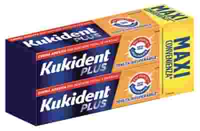 KUKIDENT PLUS DOPPIA AZIONE TENUTA INSUPERABILE CREMA ADESIVA DENTIERE 2X65 G