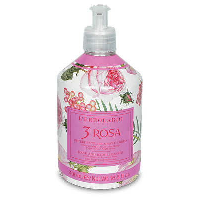 3 ROSA FOGLIE DETERGENTE PER MANI E CORPO 490 ML EDIZIONE LIMITATA