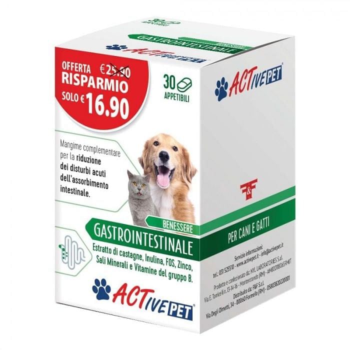 Active Pet Benessere Gastrointestinale 30 Compresse Appetibili