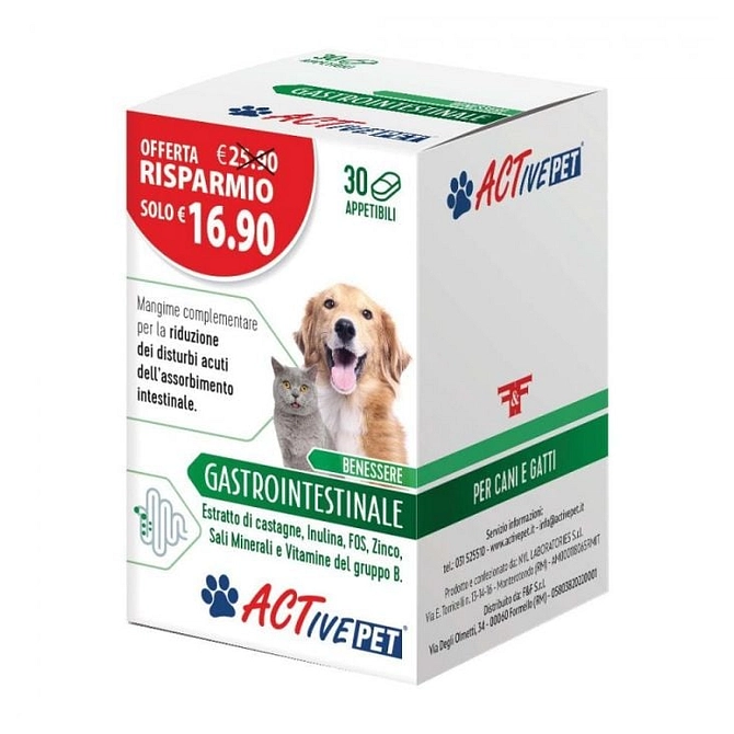 Active Pet Benessere Gastrointestinale 30 Compresse Appetibili