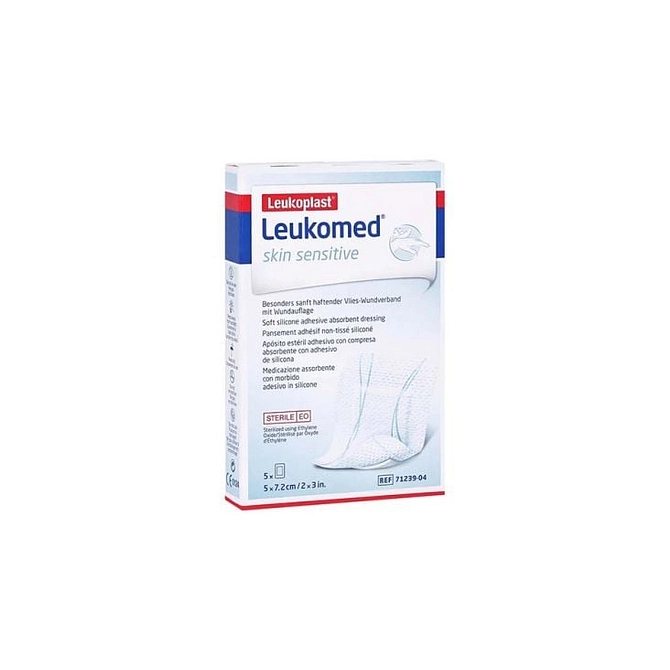 Medicazione In Tnt Adesivo Leukomed Skin Sensitive Sterile 5 X7,2 Cm 5 Pezzi