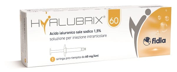 HYALUBRIX 60 SIRINGA INTRA-ARTICOLARE 60 MG ACIDO IALURONICO 4 ML NO ETO 5 PEZZI