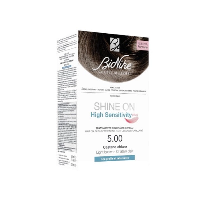 Shine On High Sensitivity Plus Castano Chiaro 5,00 Rivelatore In Crema 75 Ml + Crema Colorante 50 Ml