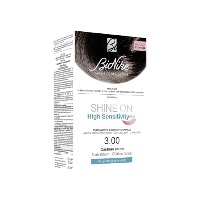 Shine On High Sensitivity Plus Castano Scuro 3,00 Rivelatore In Crema 75 Ml + Crema Colorante 50 Ml