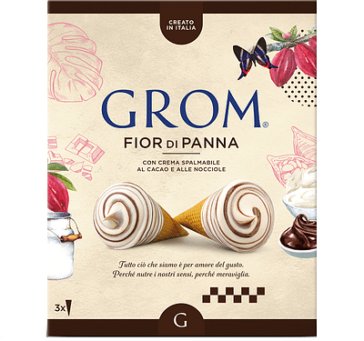 GROM CONO FIOR DI PANNA 3 PEZZI 58 G