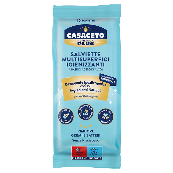 Casaceto Salviettine Igienizzanti Aroma Neutro 40 Pezzi