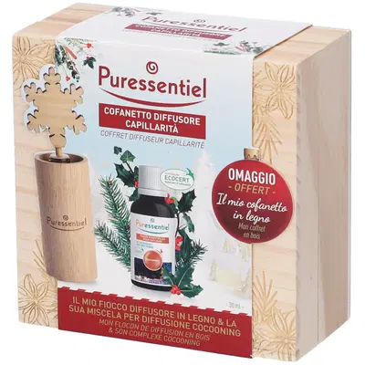PURESSENTIEL COFANETTO DIFFUSORE CAPILLARITA' COCOONING + MISCELA COCOONING 30 ML PURESSENTIEL COFANETTO DIFFUSORE CAPILLARITA' COCOONING + MISCELA COCOONING 30 ML