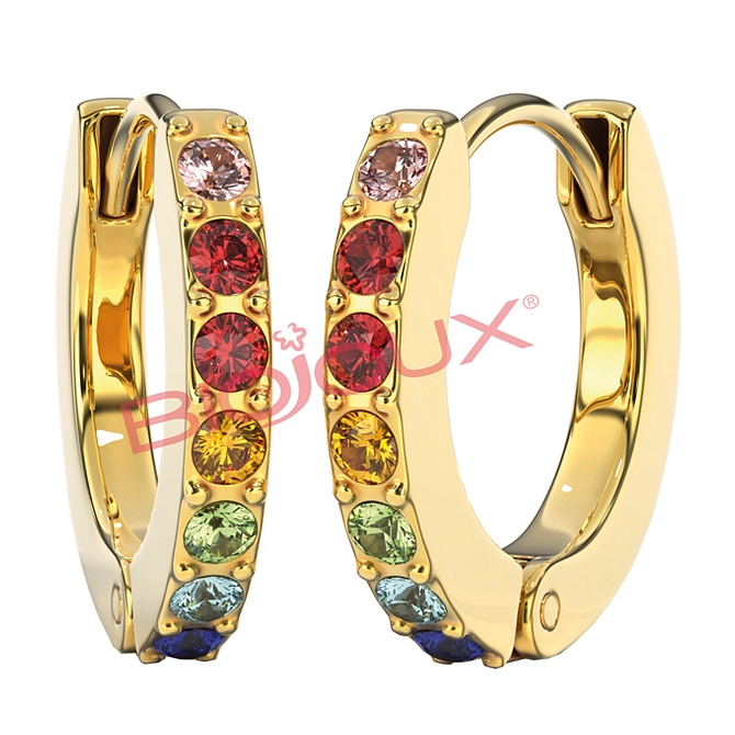 Bjt726 Orecchini Crystal Hoop Gold Plated