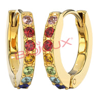 BJT726 ORECCHINI CRYSTAL HOOP GOLD PLATED