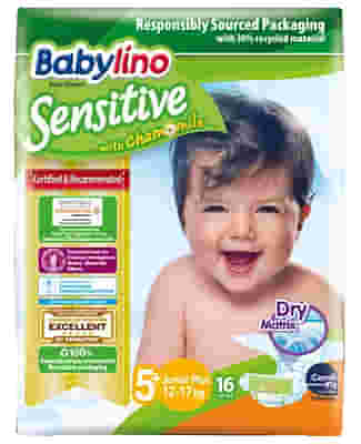 BABYLINO SENSITIVE PANNOLINO 5+ JUNIOR PLUS 13-27KG 16 PEZZI