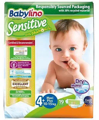 BABYLINO SENSITIVE VALUE PANNOLINO 4+ MAXI PLUS 10-15KG 46 PEZZI BABYLINO SENSITIVE VALUE PANNOLINO 4+ MAXI PLUS 10-15KG 46 PEZZI