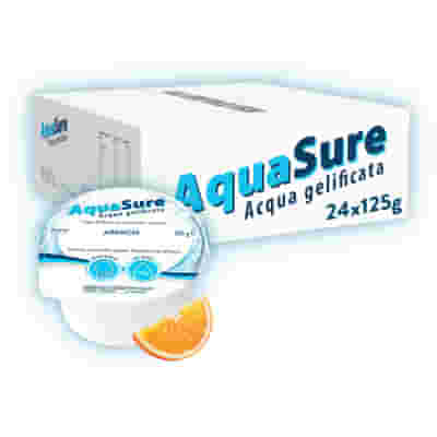 AquaSure Acqua Gelificata per il trattamento dietetico di soggetti affetti da disfagia e problemi della deglutizione 24x125 g
