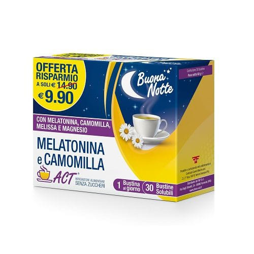 MELATONINA E CAMOMILLA ACT 30 BUSTINE SOLUBILI SENZA ZUCCHERI