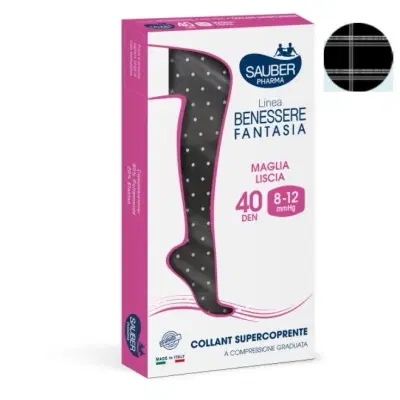 CALZA SAUBER SUPERCOPRENTE FANTASIA 40 BRITISH LUREX NERO 2 CALZA SAUBER SUPERCOPRENTE FANTASIA 40 BRITISH LUREX NERO 2