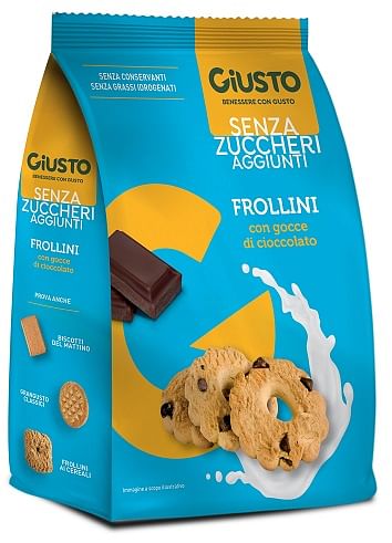 Giusto Senza Zucchero Frollini Gocce Cioccolato Senza Zucchero 350 G