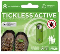 TICKLESS ACTIVE PERSONE DISPOSITIVO ULTRASUONI REPELLENTE ZECCHE PULCI PER TREKKING E OUTDOOR RICARICABILE TRAMITE USB COPERTURA 2,5 M COLORE GREEN