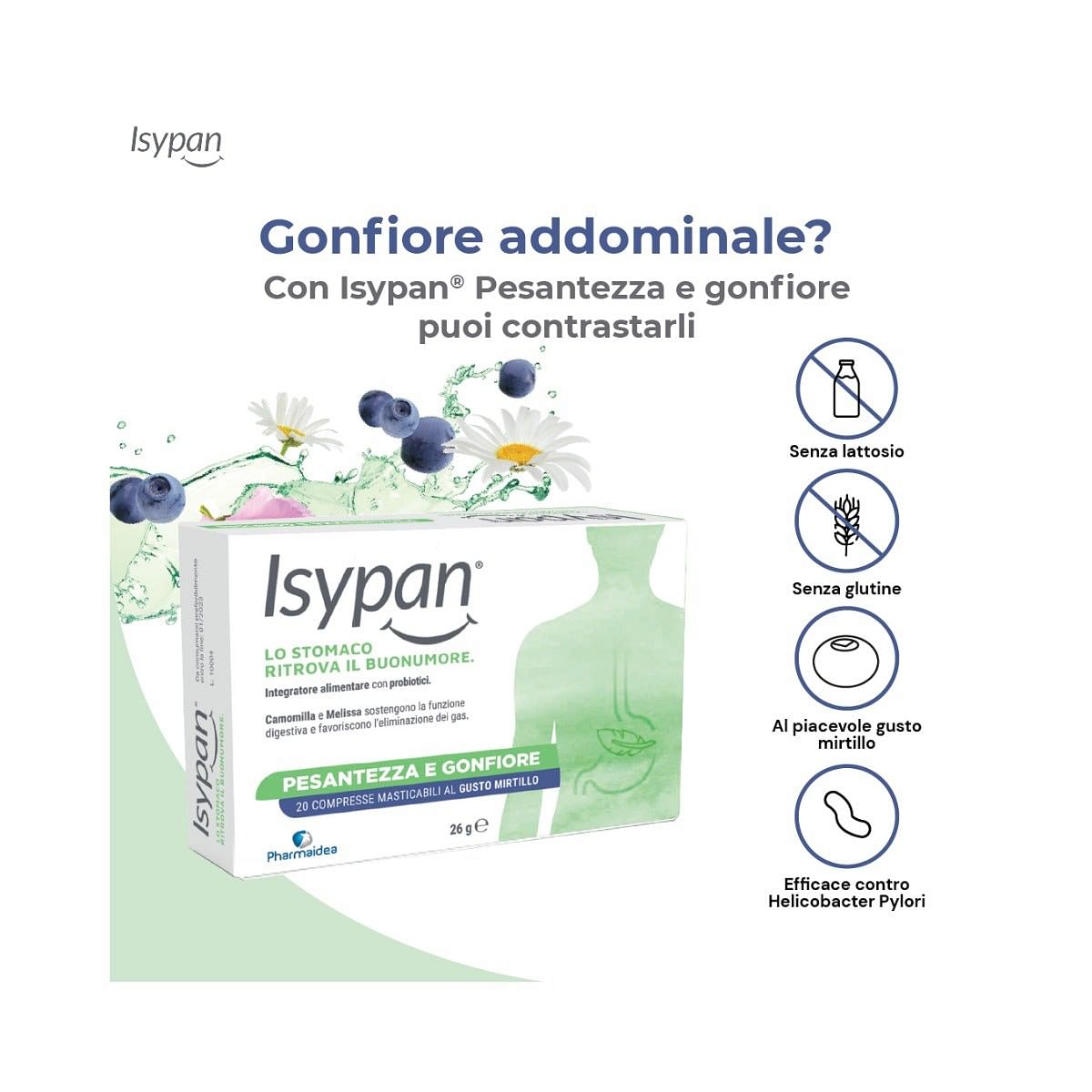 Isypan Pesantezza Gonfiore 20 Compresse Masticabili