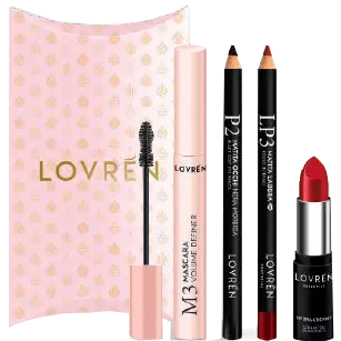 LOVREN KIT 3 NATALE 2022 CON MASCARA M3 + MATITA OCCHI P2 + MATITA LABBRA LP3 + ROSSETTO CREAMY R3 LOVREN KIT 3 NATALE 2022 CON MASCARA M3 + MATITA OCCHI P2 + MATITA LABBRA LP3 + ROSSETTO CREAMY R3