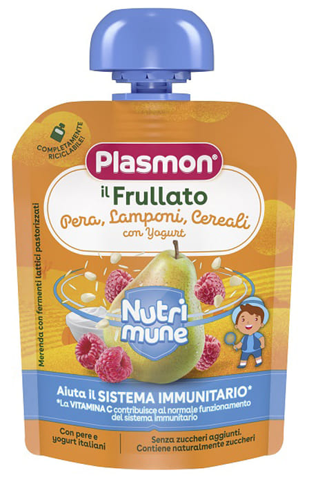 PLASMON NUTRI-MUNE PERA/LAMPONI E CEREALI CON YOGURT 85 G
