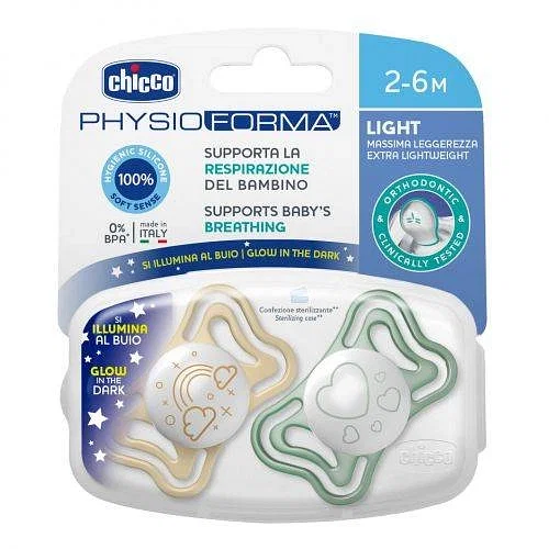 Chicco Succhietto Light Lumi Silicone 2 6 M 2 Pezzi