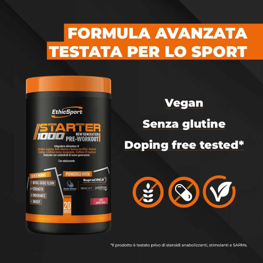 STARTER 1000 NEW GENERATION PRE WORKOUT GUSTO ARANCIA ROSSA 400 G