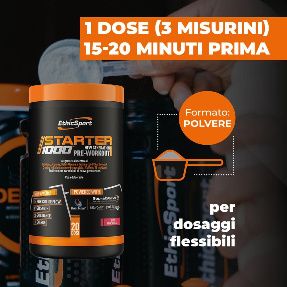 STARTER 1000 NEW GENERATION PRE WORKOUT GUSTO ARANCIA ROSSA 400 G