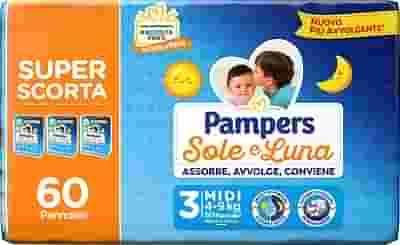 PAMPERS SOLE LUNA TRIO MIDI 60 PEZZI