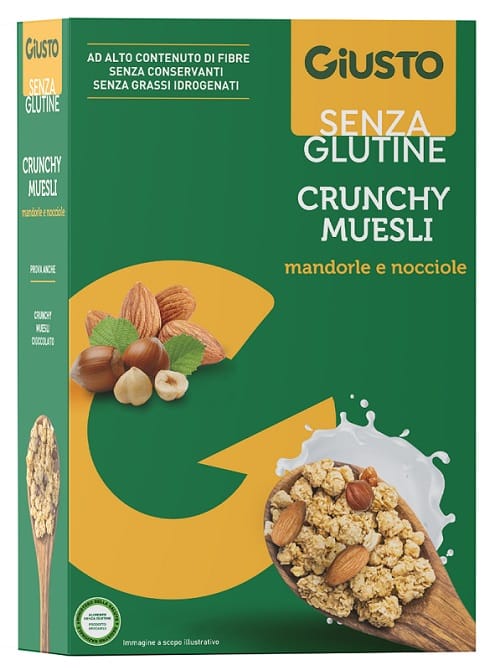 GIUSTO SENZA GLUTINE CRUNCHY MUESLI MANDORLE E NOCCIOLE 375 G