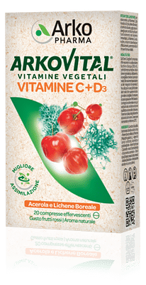 ARKOVITAL VITAMINE C+D3 20 COMPRESSE EFFERVESCENTI GUSTO FRUTTI ROSSI