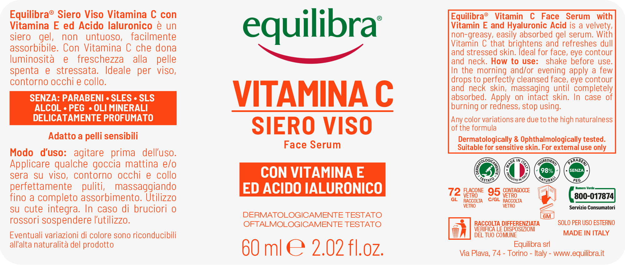 EQUILIBRA VISO SIERO VITAMINA C 60 ML