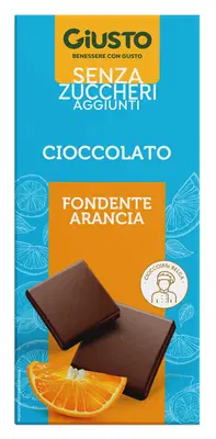 GIUSTO SENZA ZUCCHERO CIOCCOLATO FONDENTE ARANCIA 85 G GIUSTO SENZA ZUCCHERO CIOCCOLATO FONDENTE ARANCIA 85 G