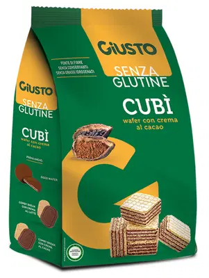 GIUSTO SENZA GLUTINE CUBI' WAFER CACAO 250 G GIUSTO SENZA GLUTINE CUBI' WAFER CACAO 250 G