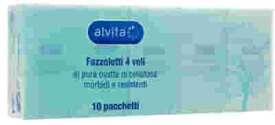 ALVITA FAZZOLETTI 4 VELI PURA OVATTA DI CELLULOSA 10 PACCHETTI