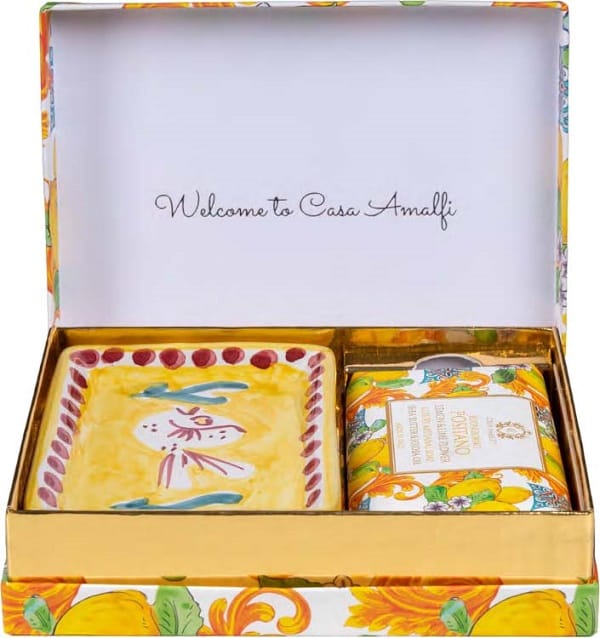 CASA AMALFI BUONGIORNO POSITANO CONFEZIONE REGALO 1 SAPONE BUONGIORNO POSITANO 150 G + 1 PIATTO SAPONE CERAMICA