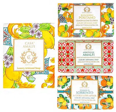 CASA AMALFI LEMON MAIOLICA SAPONE BOX 1 SUMMER IN SORRENTO 150 G + 1 BUONGIORNO POSITANO 150 G + 1 APERITIVO IN AMALFI 150 G CASA AMALFI LEMON MAIOLICA SAPONE BOX 1 SUMMER IN SORRENTO 150 G + 1 BUONGIORNO POSITANO 150 G + 1 APERITIVO IN AMALFI 150 G