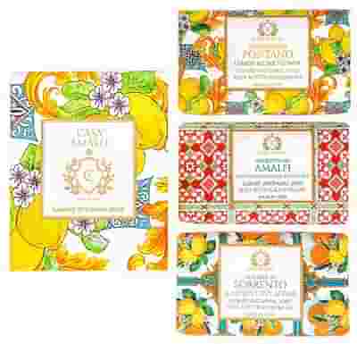 CASA AMALFI LEMON MAIOLICA SAPONE BOX 1 SUMMER IN SORRENTO 150 G + 1 BUONGIORNO POSITANO 150 G + 1 APERITIVO IN AMALFI 150 G