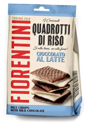 QUADROTTI RISO RICOPERTI DI CIOCCOLATO AL LATTE 80 G QUADROTTI RISO RICOPERTI DI CIOCCOLATO AL LATTE 80 G