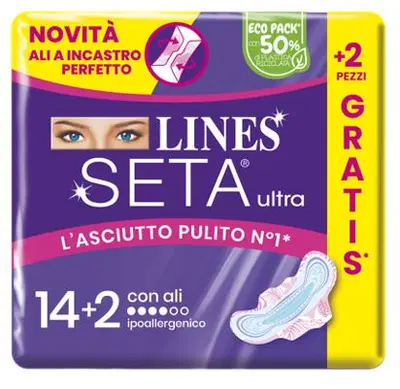 LINES SETA ULTRA ASSORBENTI ALI CP 14+2 PEZZI LINES SETA ULTRA ASSORBENTI ALI CP 14+2 PEZZI