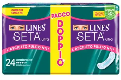 LINES SETA ULTRA ASSORBENTI ANATOMICO VP DWCT 24 PEZZI LINES SETA ULTRA ASSORBENTI ANATOMICO VP DWCT 24 PEZZI