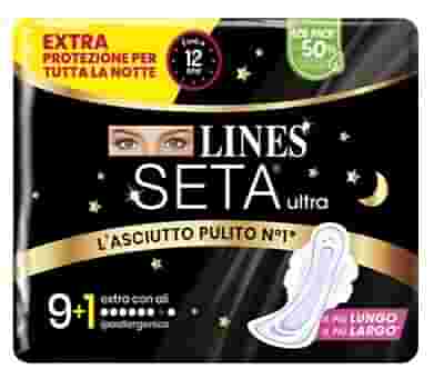 LINES SETA ULTRA ASSORBENTI EXTRA NOTTE CARRY PACK PACCO SINGOLO 9+1 PEZZI