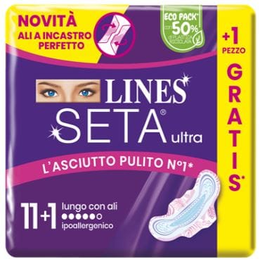Lines Seta Ultra Assorbenti Lungo Ali Cp 11+1 Pezzi