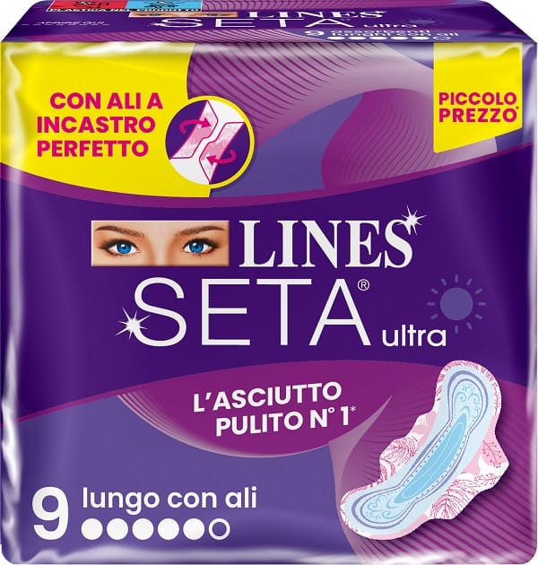Lines Seta Ultra Assorbenti Lungo Ali Dwct 9 Pezzi