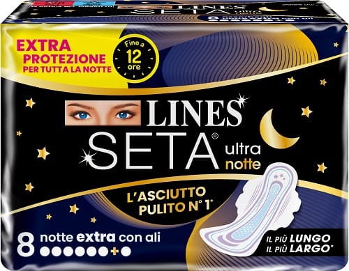 Lines Seta Ultra Assorbenti Notte 8 Pezzi